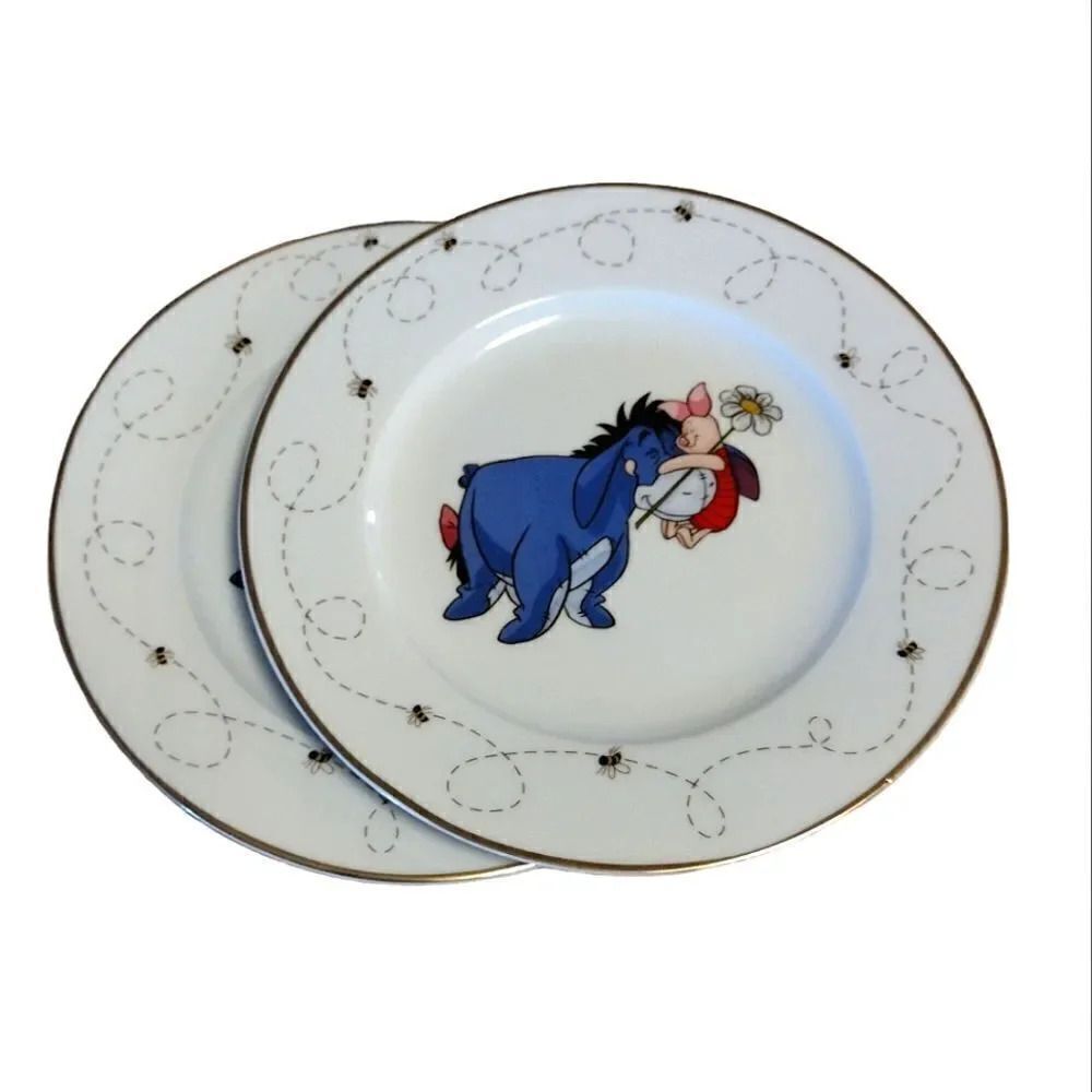 Zrike Disney Winnie The Pooh Eeyore 8" Salad Plates Set of 2 NWT